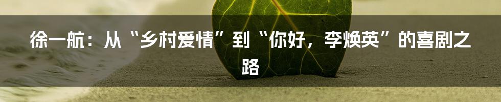徐一航:从“乡村爱情”到“你好,李焕英”的喜剧之路