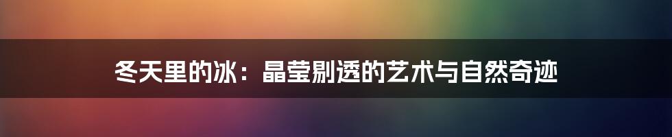 冬天里的冰：晶莹剔透的艺术与自然奇迹