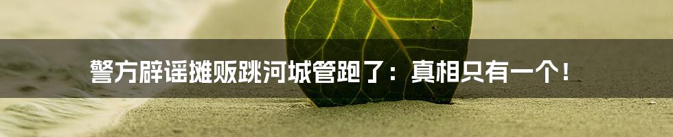 警方辟谣摊贩跳河城管跑了:真相只有一个!
