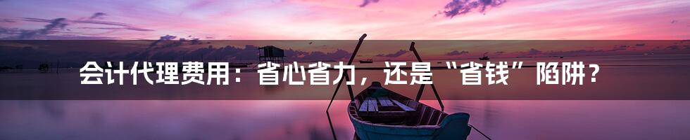 会计代理费用:省心省力,还是“省钱”陷阱?