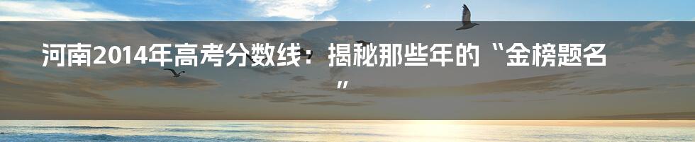 河南2014年高考分数线:揭秘那些年的“金榜题名”