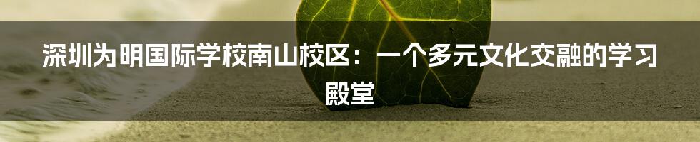 深圳为明国际学校南山校区:一个多元文化交融的学习殿堂