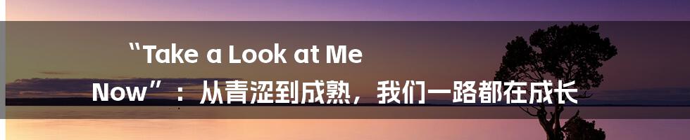 “Take a Look at Me Now”:从青涩到成熟,我们一路都在成长