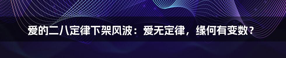 爱的二八定律下架风波:爱无定律,缘何有变数?