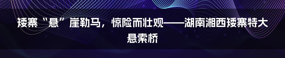 矮寨“悬”崖勒马,惊险而壮观——湖南湘西矮寨特大悬索桥