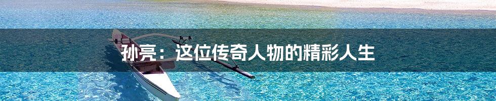 孙亮:这位传奇人物的精彩人生