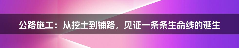 公路施工:从挖土到铺路,见证一条条生命线的诞生
