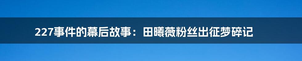 227事件的幕后故事：田曦薇粉丝出征梦碎记