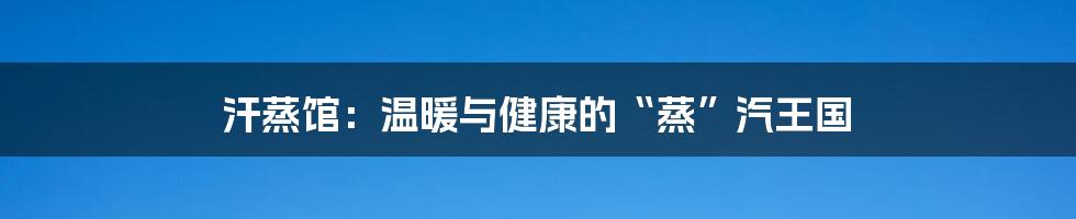 汗蒸馆:温暖与健康的“蒸”汽王国