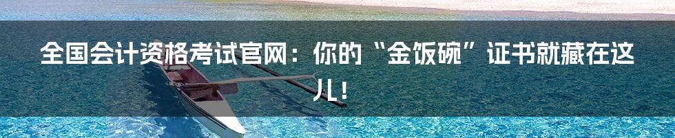 全国会计资格考试官网:你的“金饭碗”证书就藏在这儿!