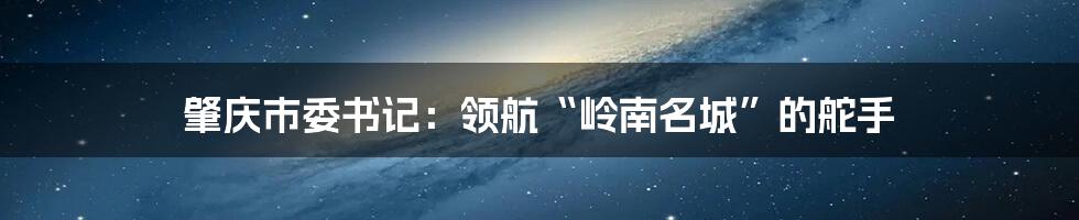 肇庆市委书记:领航“岭南名城”的舵手