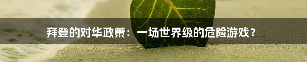 拜登的对华政策：一场世界级的危险游戏？