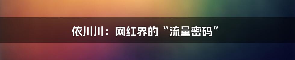 依川川:网红界的“流量密码”