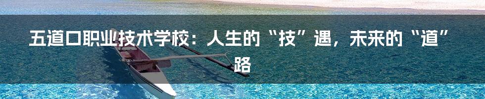 五道口职业技术学校:人生的“技”遇,未来的“道”路