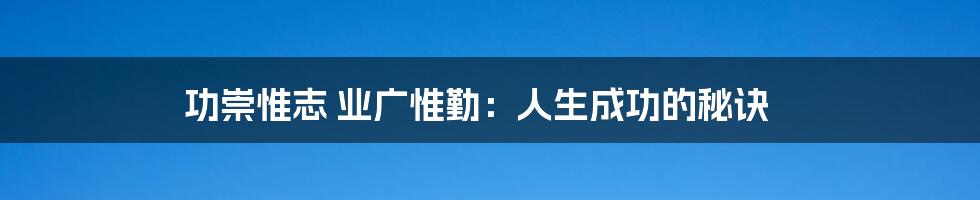 功崇惟志 业广惟勤：人生成功的秘诀