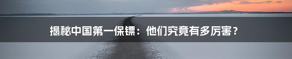 揭秘中国第一保镖:他们究竟有多厉害?