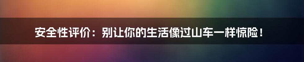 安全性评价:别让你的生活像过山车一样惊险!