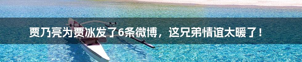 贾乃亮为贾冰发了6条微博,这兄弟情谊太暖了!