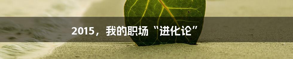 2015,我的职场“进化论”