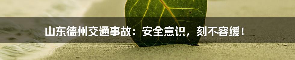 山东德州交通事故:安全意识,刻不容缓!