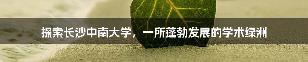 探索长沙中南大学,一所蓬勃发展的学术绿洲