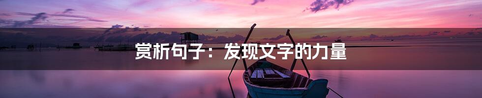 赏析句子:发现文字的力量