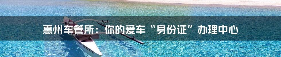 惠州车管所：你的爱车“身份证”办理中心