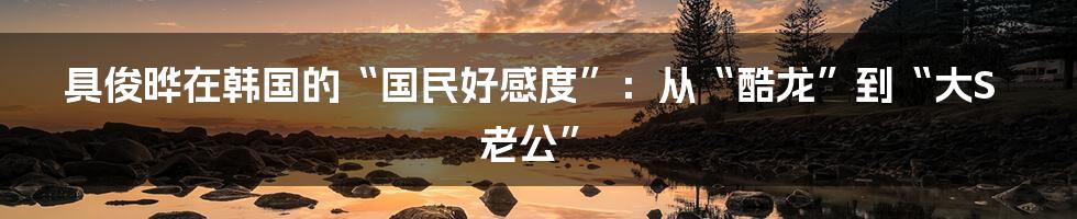 具俊晔在韩国的“国民好感度”：从“酷龙”到“大S老公”