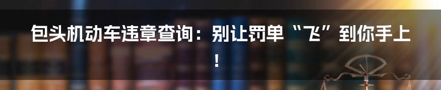 包头机动车违章查询:别让罚单“飞”到你手上!