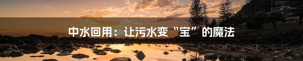 中水回用:让污水变“宝”的魔法