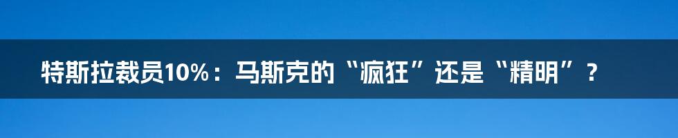 特斯拉裁员10%：马斯克的“疯狂”还是“精明”？