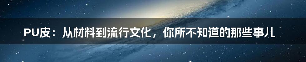 PU皮:从材料到流行文化,你所不知道的那些事儿