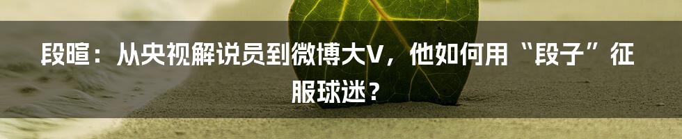 段暄:从央视解说员到微博大V,他如何用“段子”征服球迷?