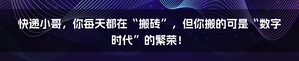快递小哥,你每天都在“搬砖”,但你搬的可是“数字时代”的繁荣!