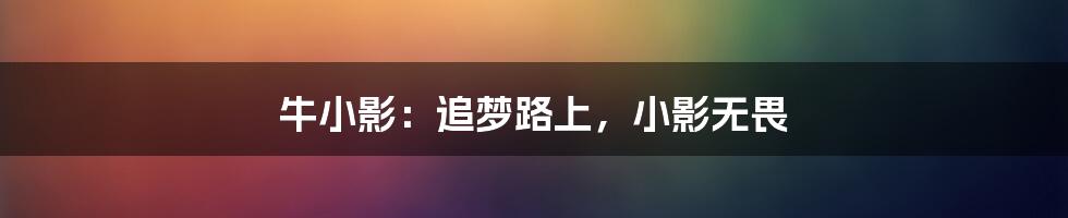 牛小影:追梦路上,小影无畏