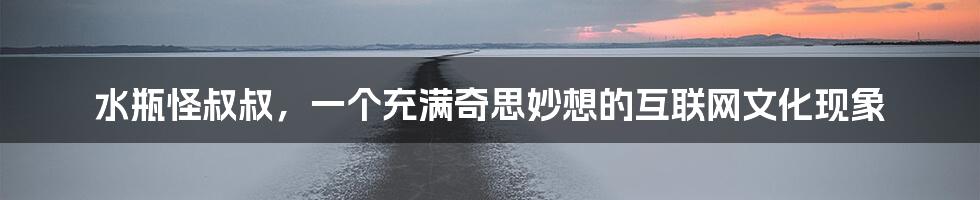 水瓶怪叔叔,一个充满奇思妙想的互联网文化现象