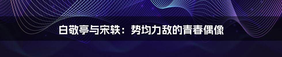 白敬亭与宋轶：势均力敌的青春偶像