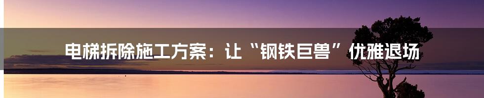 电梯拆除施工方案:让“钢铁巨兽”优雅退场