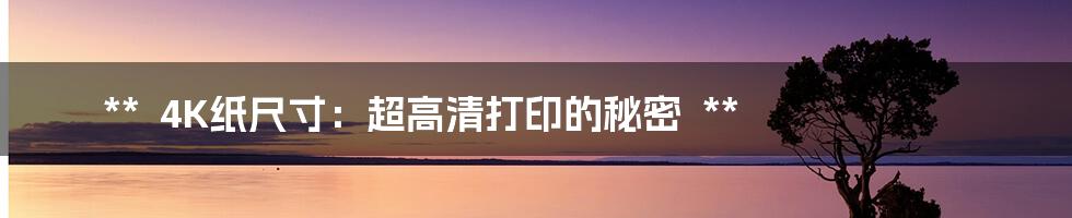 **

4K纸尺寸：超高清打印的秘密

**