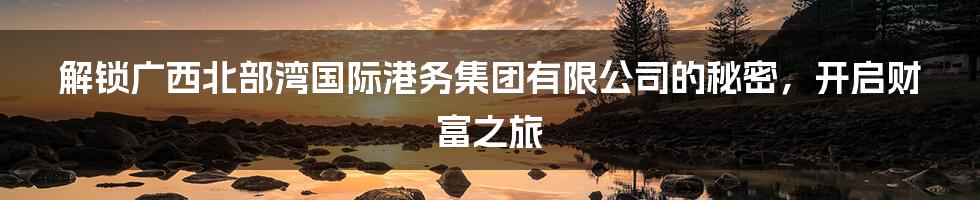 解锁广西北部湾国际港务集团有限公司的秘密,开启财富之旅