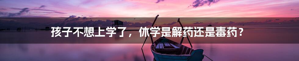 孩子不想上学了，休学是解药还是毒药？