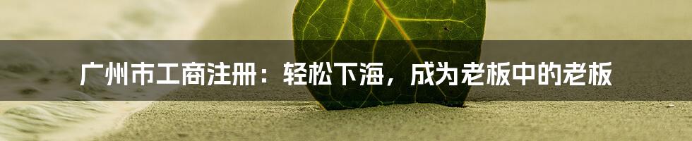 广州市工商注册：轻松下海，成为老板中的老板