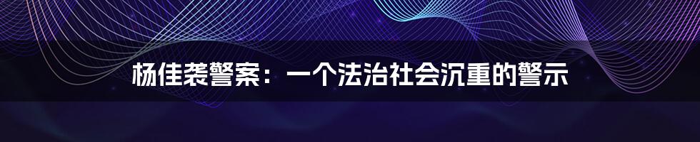 杨佳袭警案:一个法治社会沉重的警示