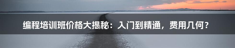 编程培训班价格大揭秘:入门到精通,费用几何?