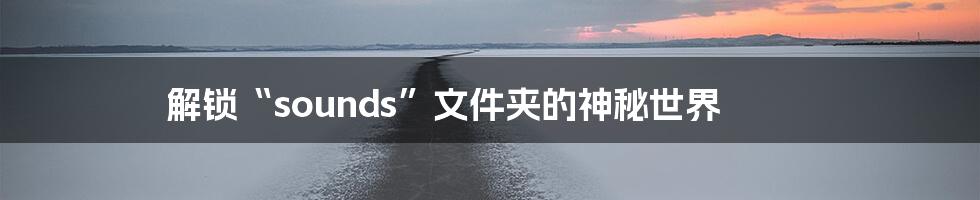 解锁“sounds”文件夹的神秘世界