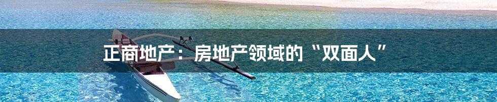 正商地产:房地产领域的“双面人”