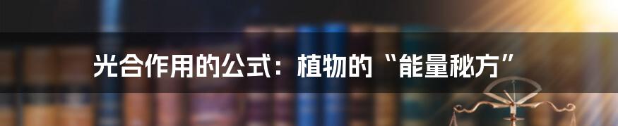 光合作用的公式：植物的“能量秘方”