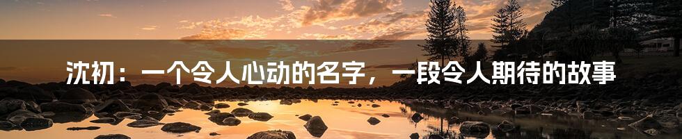 沈初:一个令人心动的名字,一段令人期待的故事