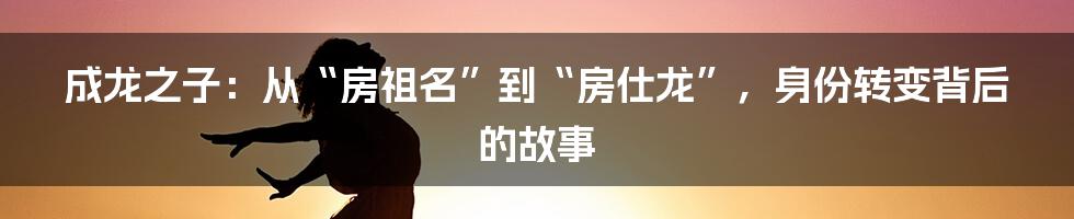 成龙之子：从“房祖名”到“房仕龙”，身份转变背后的故事