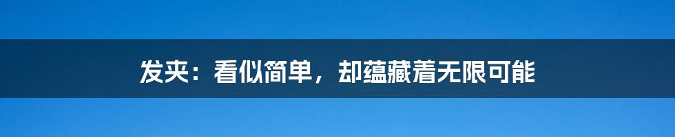 发夹：看似简单，却蕴藏着无限可能